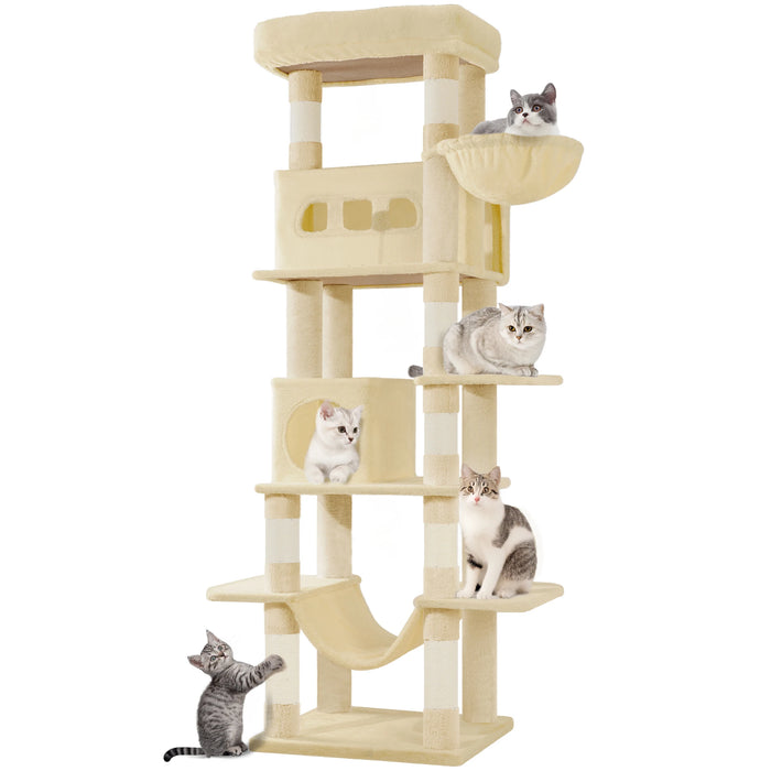 Arbre à chat Maine Coon 170 cm — grand perchoir et tapis lavable