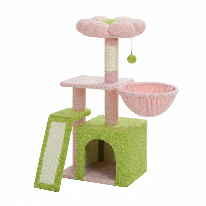 Petit arbre à chat cactus — plateformes bois et griffoir sisal